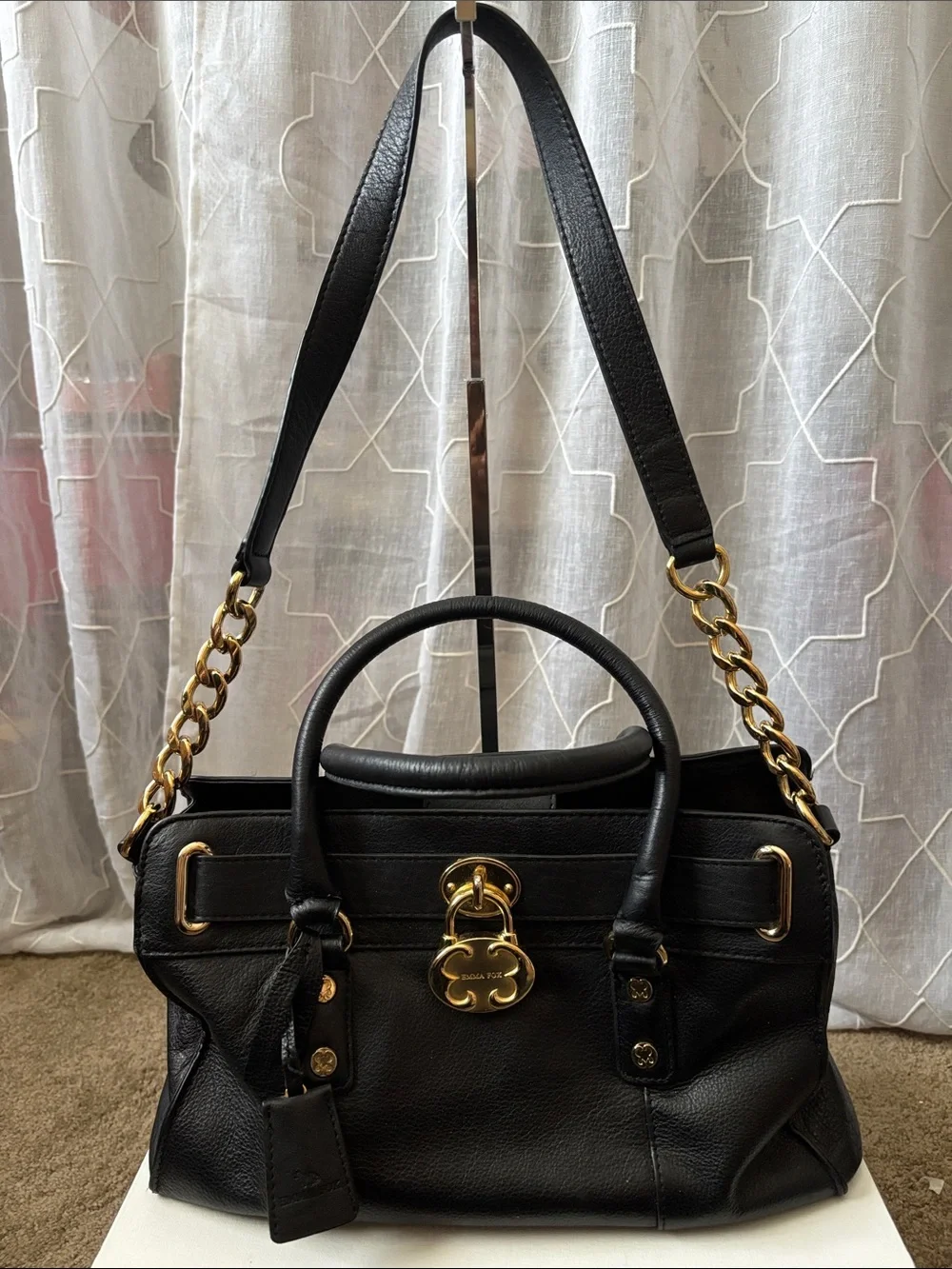 ⭐️Final Markdown⭐️Emma Fox Black Leather Shoulder Bag with Gold Hardware - Picture 1 of 12